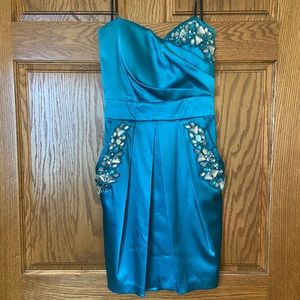 Teal Strapless Dress